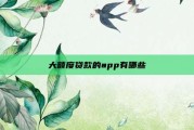 大额度贷款的app有哪些