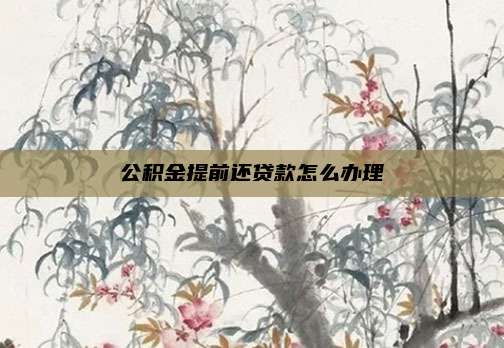 公积金提前还贷款怎么办理