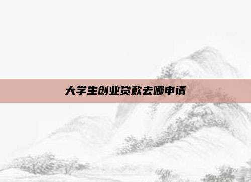 大学生创业贷款去哪申请