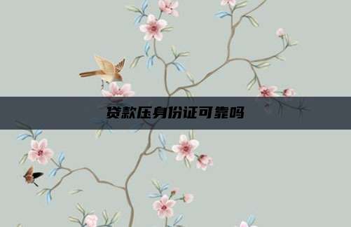 贷款压身份证可靠吗