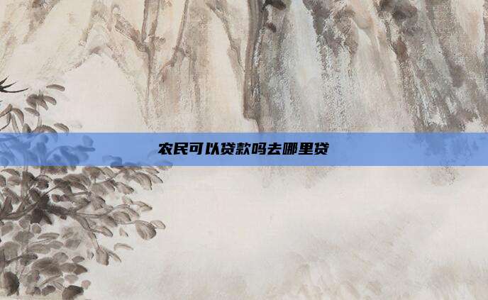 农民可以贷款吗去哪里贷