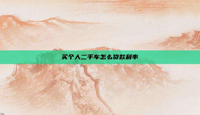 买个人二手车怎么贷款利率