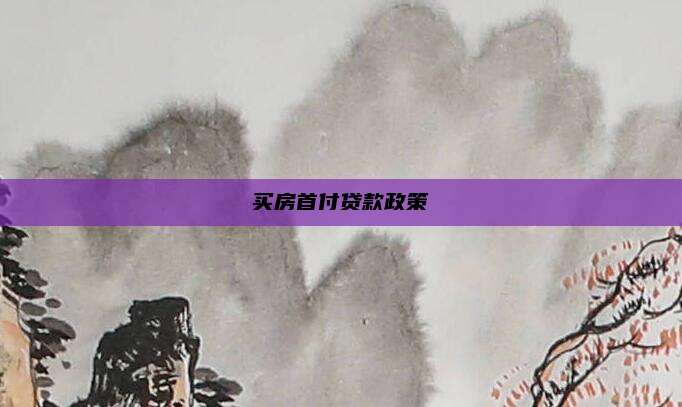 买房首付贷款政策
