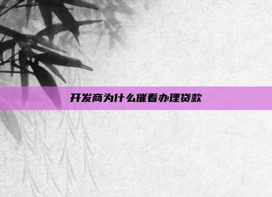 开发商为什么催着办理贷款