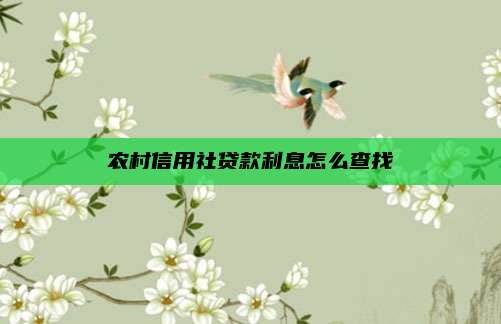 农村信用社贷款利息怎么查找