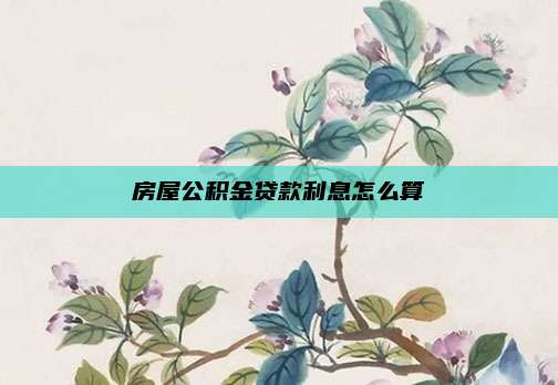房屋公积金贷款利息怎么算