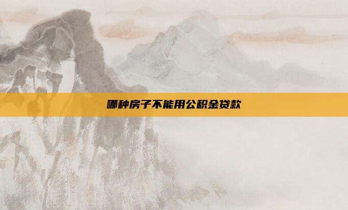 哪种房子不能用公积金贷款