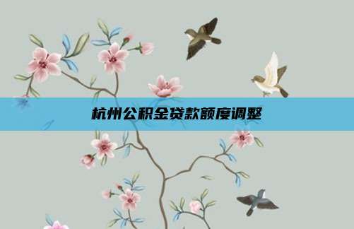 杭州公积金贷款额度调整