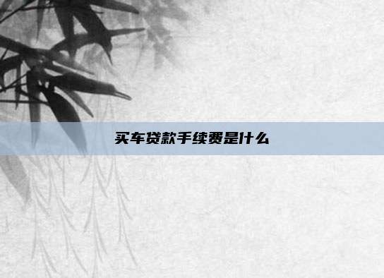 买车贷款手续费是什么