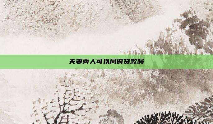 夫妻两人可以同时贷款吗
