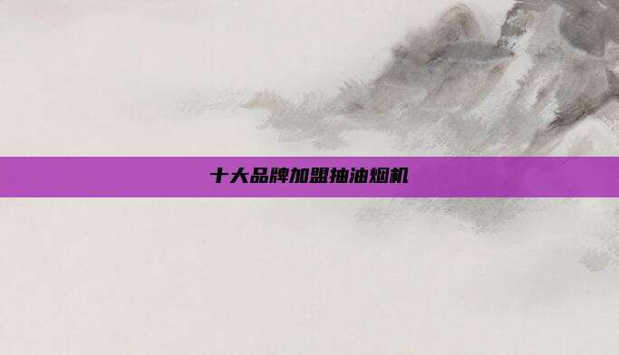 十大品牌加盟抽油烟机